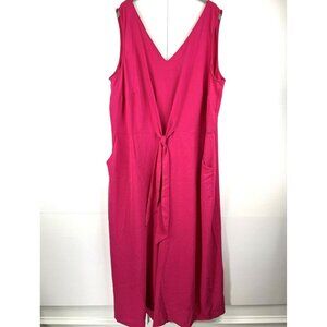 Gabby Skye Wide Leg Romper 24W Solid Pink Sleeveless Jumper Cropped Tie Waist